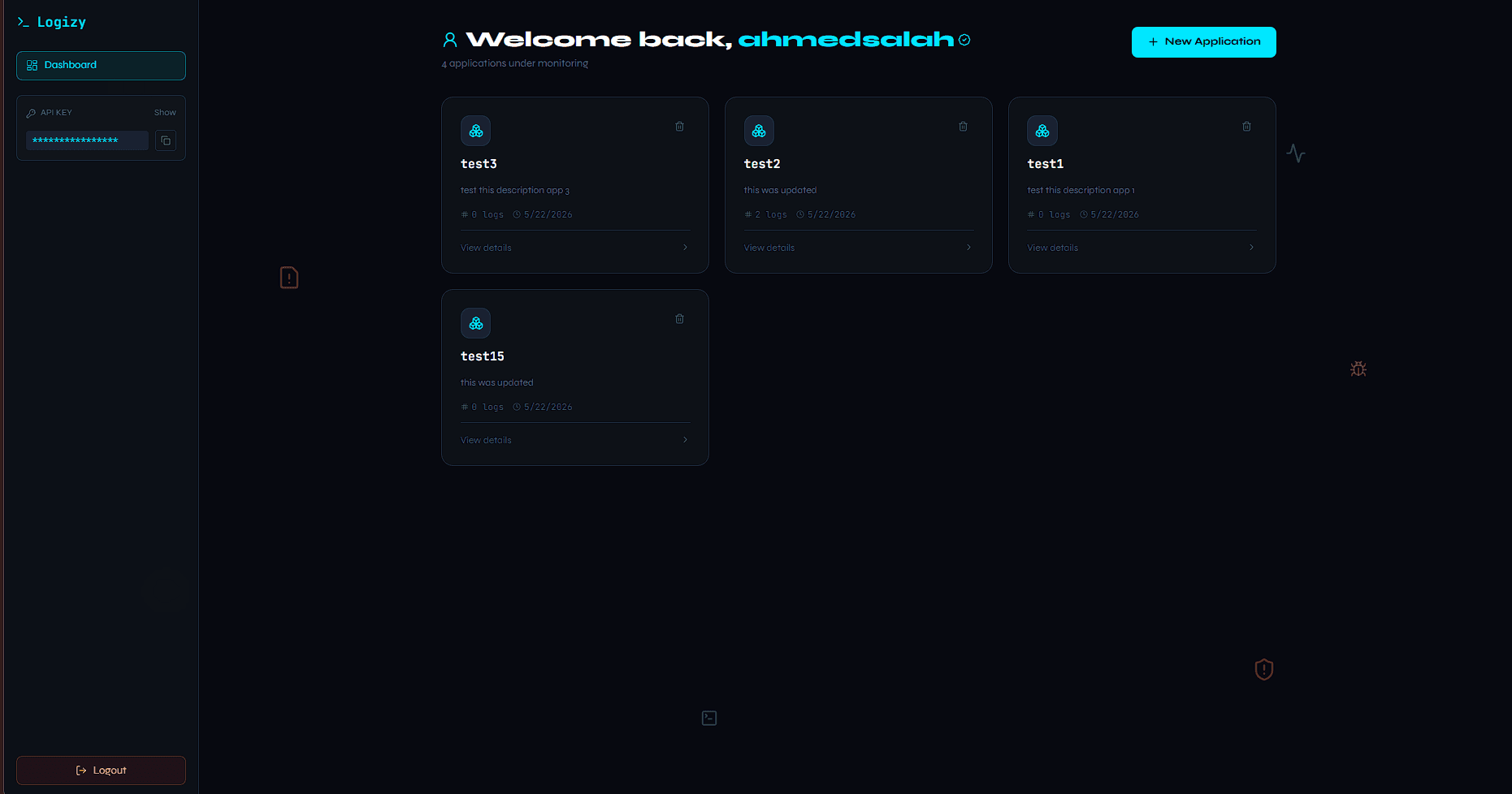 Logizy monitoring dashboard project screenshot